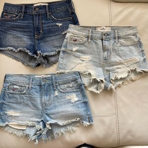 3 Pairs of Hollister Denim Shorts Size 1 Waist 25